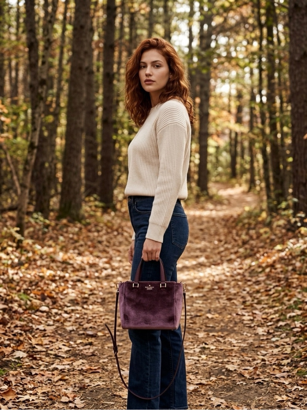 kate spade Plum Velvet Top-Handle Satchel with Gold Hardware